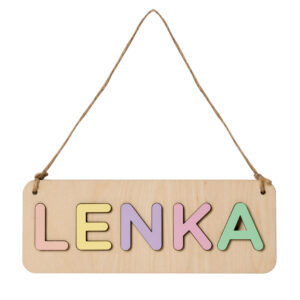 Wooden educational puzzle with a name